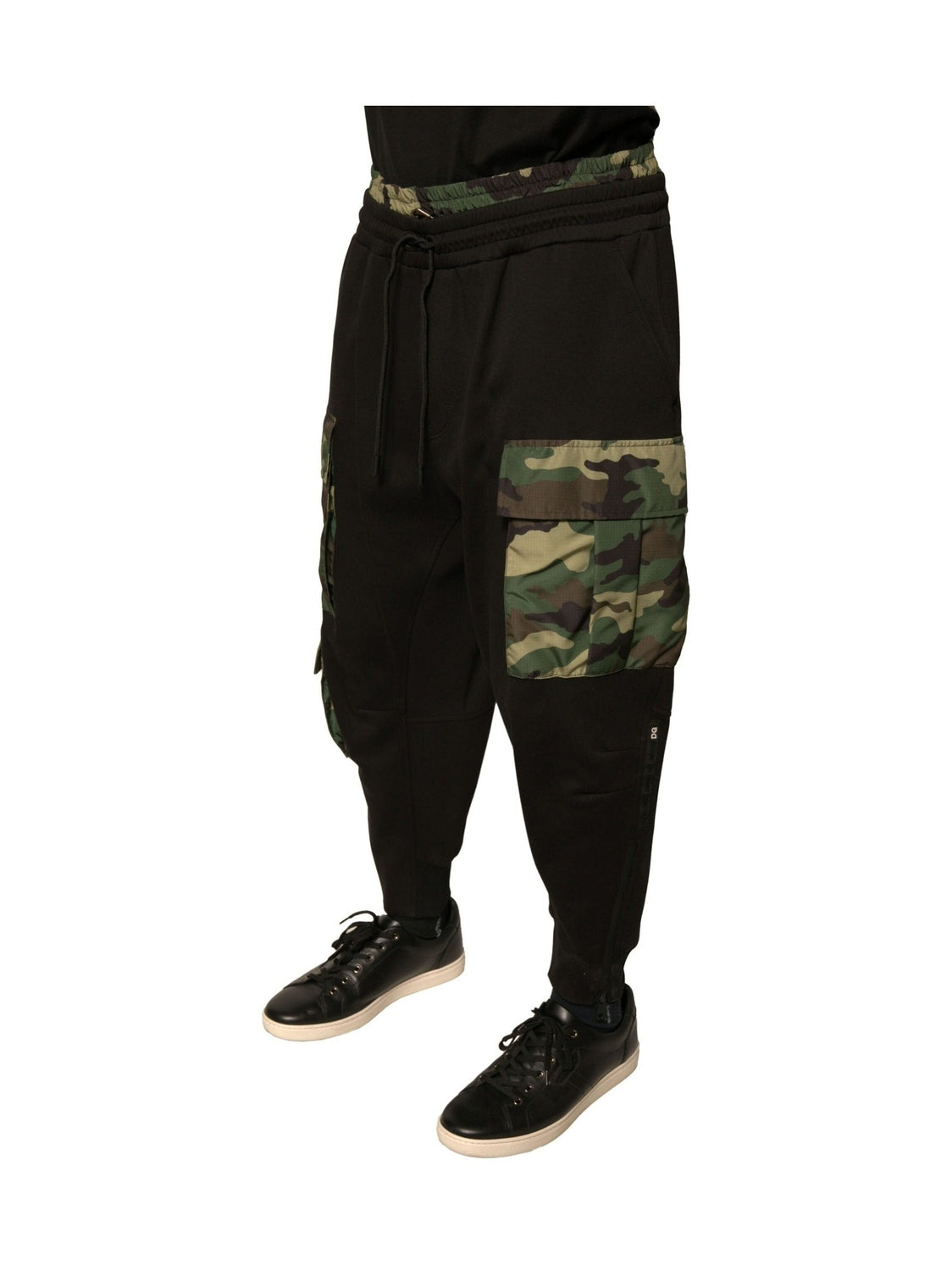 Dolce & Gabbana Black Camouflage Cotton Jogger Cargo Pants