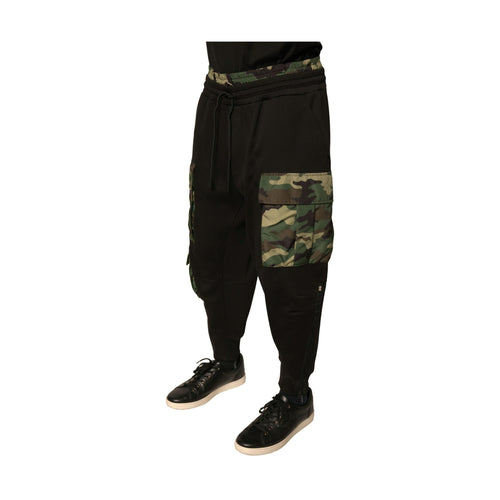 Black Camouflage Cotton Jogger Cargo Pants