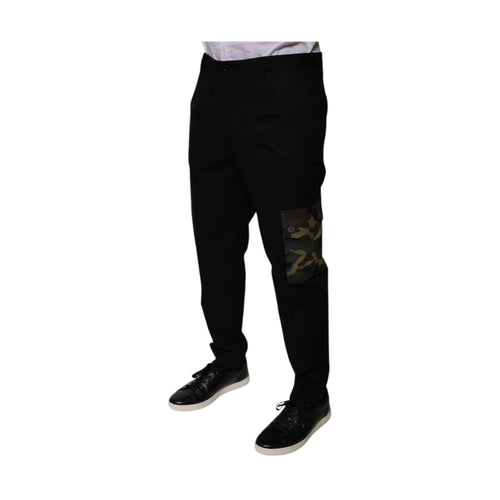 Black Cotton Men Cargo Casual Pants
