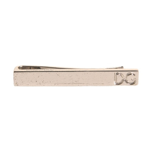 Dolce & Gabbana Silver Tone Brass Logo Branded Tie Clip Bar