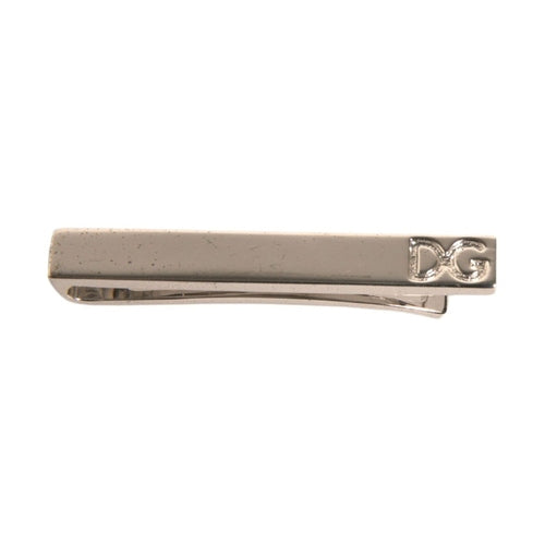 Dolce & Gabbana Silver Tone Brass Logo Branded Tie Clip Bar