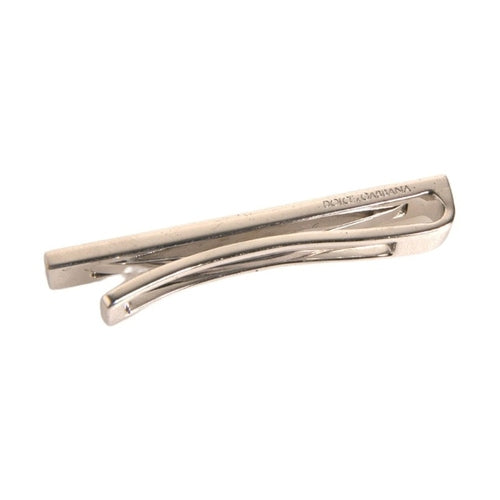 Dolce & Gabbana Silver Tone Brass Logo Branded Tie Clip Bar