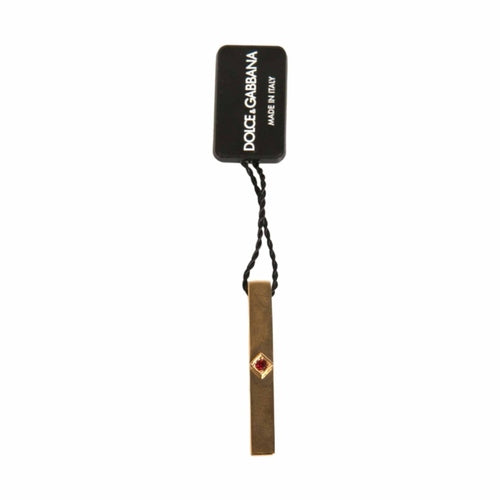 Dolce & Gabbana Gold Tone Brass Crystal Branded Tie Clip Bar