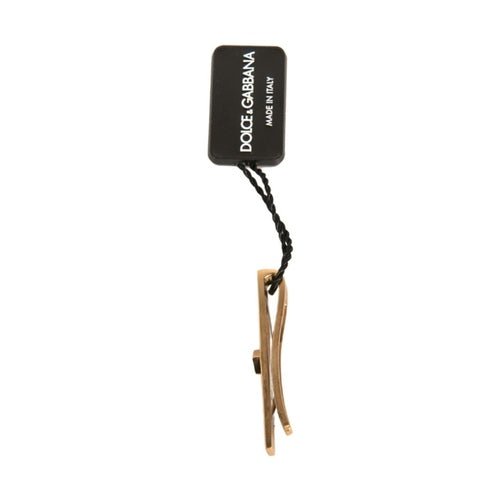 Dolce & Gabbana Gold Tone Brass Crystal Branded Tie Clip Bar