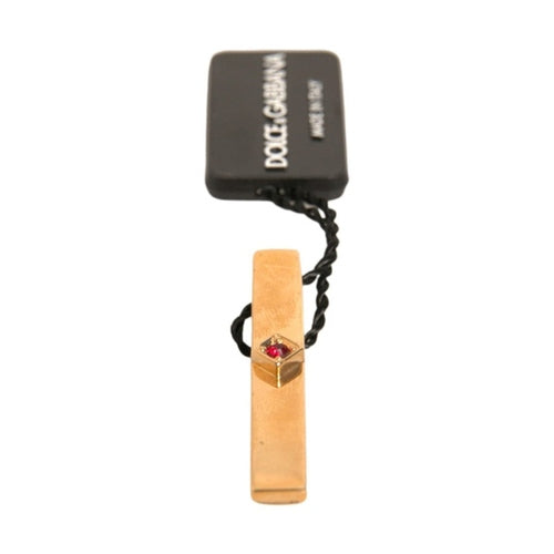Dolce & Gabbana Gold Tone Brass Crystal Branded Tie Clip Bar