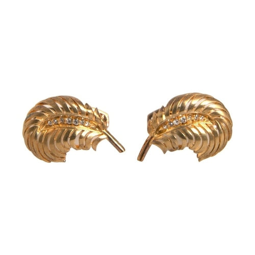 Dolce & Gabbana Gold 925 Sterling Silver Crystal Leaf Cufflink