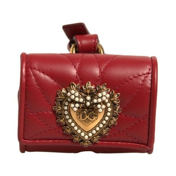 Dolce & Gabbana Black Leather Devotion Heart Strap Airpod Case