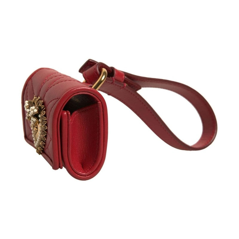 Dolce & Gabbana Black Leather Devotion Heart Strap Airpod Case