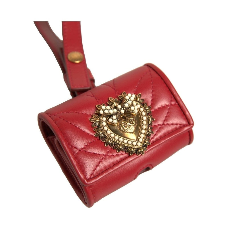 Dolce & Gabbana Black Leather Devotion Heart Strap Airpod Case