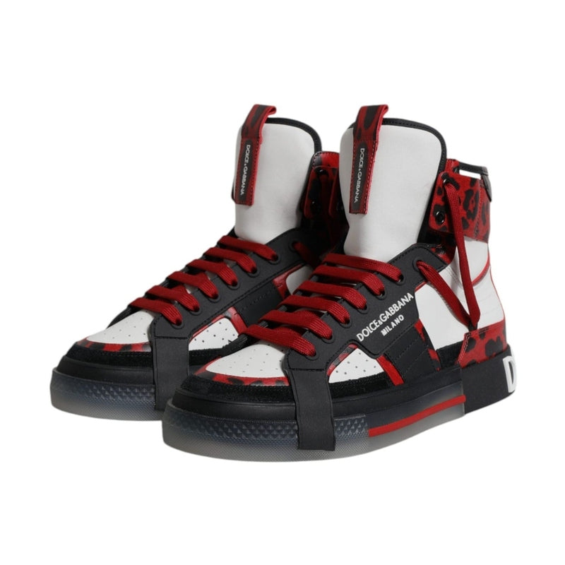 Dolce & Gabbana Multicolor Leather High Top Sneakers Shoes