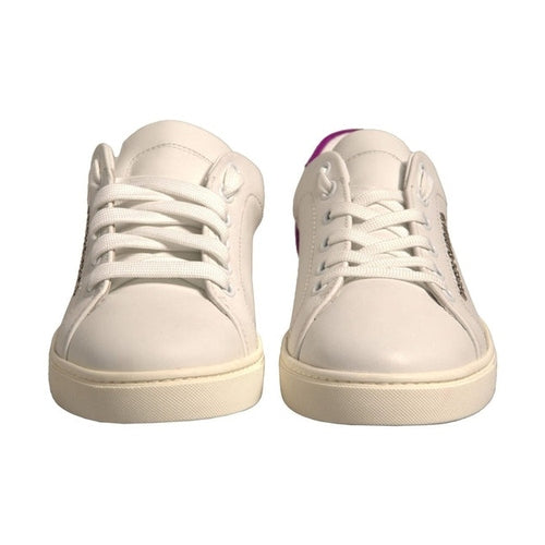 Dolce & Gabbana White Suede Leather Low Top Sneakers Shoes