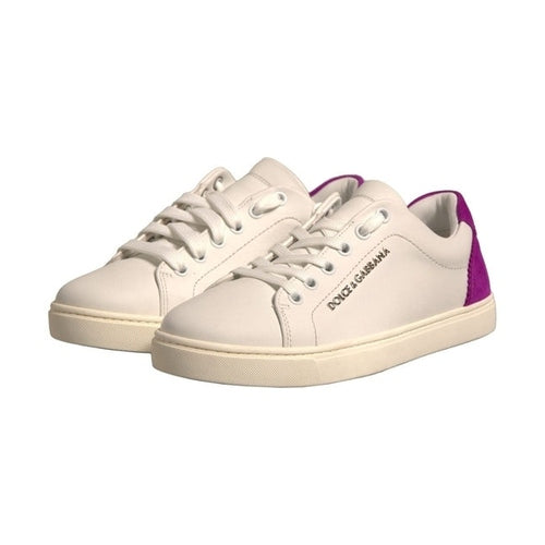 Dolce & Gabbana White Suede Leather Low Top Sneakers Shoes