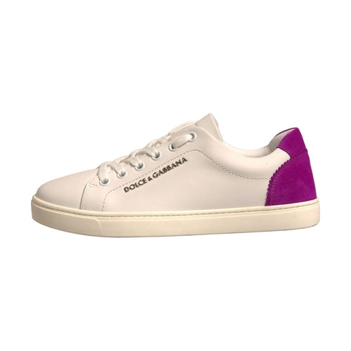 Dolce & Gabbana White Suede Leather Low Top Sneakers Shoes
