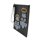 Dolce & Gabbana Black Leather #DGFAMILY Embellished Men Zip Pouch Bag