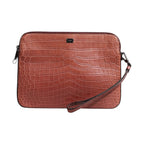 Dolce & Gabbana Bordeaux Croc Leather Logo Plaque Men Briefcase Bag