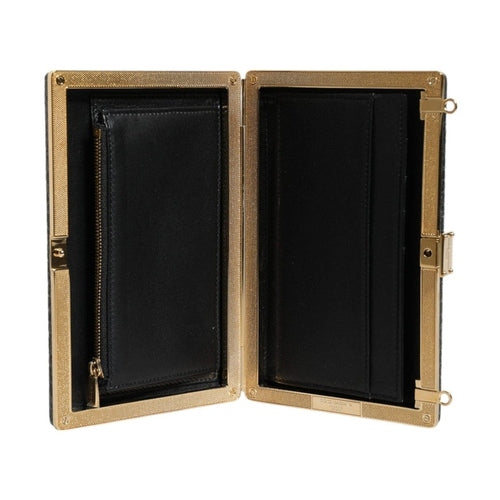 Dolce & Gabbana Black Leather Clutch Evening Crossbody Bag