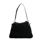 Dolce & Gabbana Black Cashmere Knitted Leather Shoulder Bag