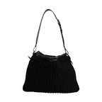 Dolce & Gabbana Black Cashmere Knitted Leather Shoulder Bag