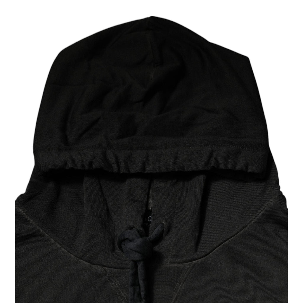 Dolce & Gabbana Black Cotton Hooded DG Shield Pullover Sweater