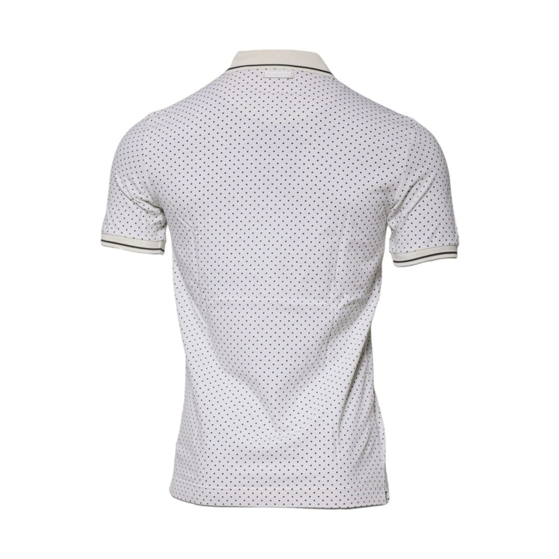 Dolce & Gabbana White Polka Dot Cotton Collared Polo T-shirt