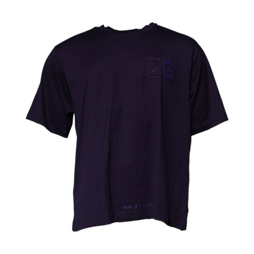 Dolce & Gabbana Navy Blue DG Logo Cotton Crew Neck T-shirt