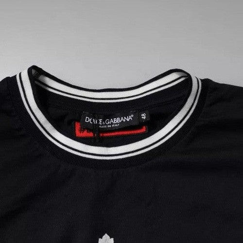 Dolce & Gabbana Dark Blue Logo Crown Cotton Crew Neck T-shirt