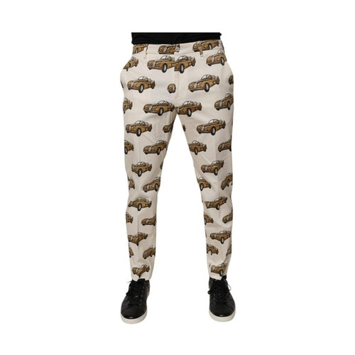 Dolce & Gabbana Off White Cars Cotton Skinny Men Denim Jeans