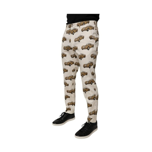 Dolce & Gabbana Off White Cars Cotton Skinny Men Denim Jeans