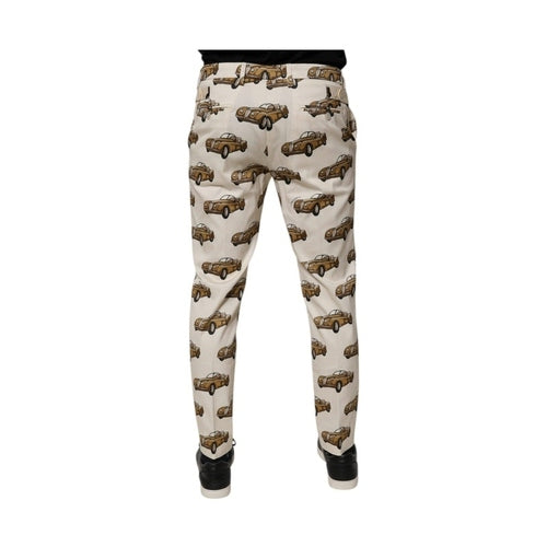 Dolce & Gabbana Off White Cars Cotton Skinny Men Denim Jeans
