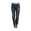 Dolce & Gabbana Crystal Roses Heart Embellished Jeans