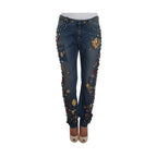 Dolce & Gabbana Crystal Roses Heart Embellished Jeans