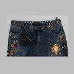 Dolce & Gabbana Crystal Roses Heart Embellished Jeans