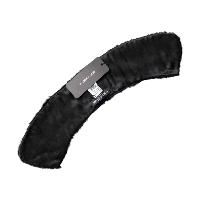 Dolce & Gabbana Black Lamb Fur Collar Women Neck Wrap Scarf