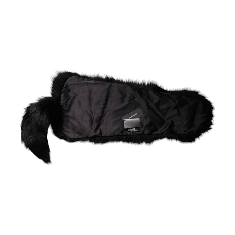 Dolce & Gabbana Black Fox Fur Neck Wrap Warmer Winter Scarf
