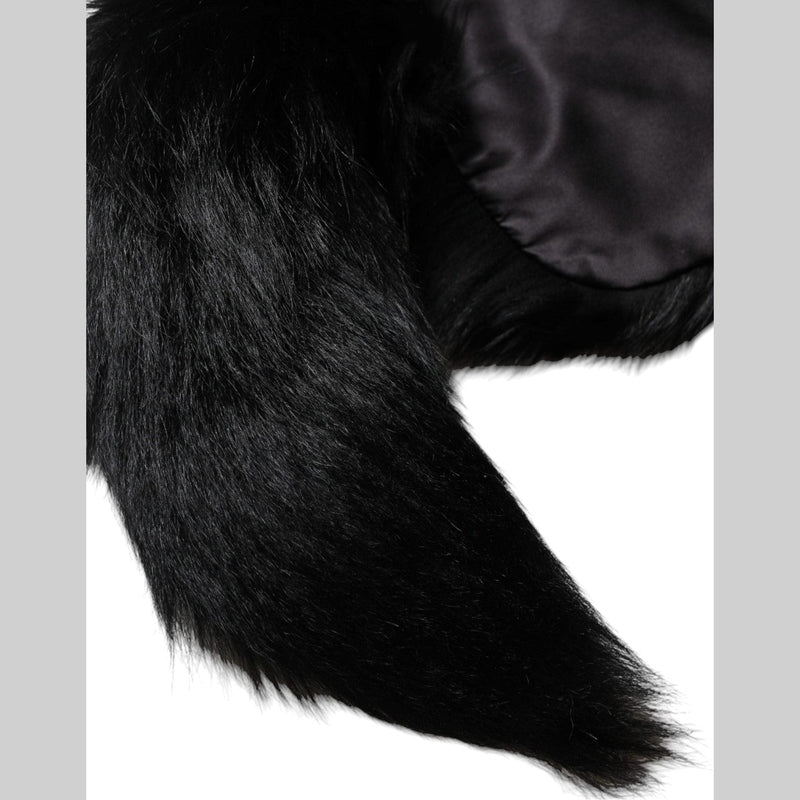 Dolce & Gabbana Black Fox Fur Neck Wrap Warmer Winter Scarf