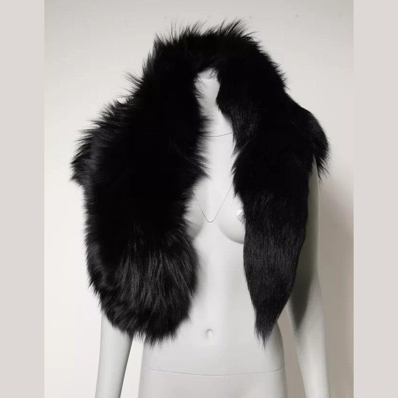 Dolce & Gabbana Black Fox Fur Neck Wrap Warmer Winter Scarf