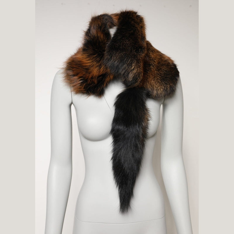 Dolce & Gabbana Brown Red Fox Fur Neck Warmer Winter Scarf