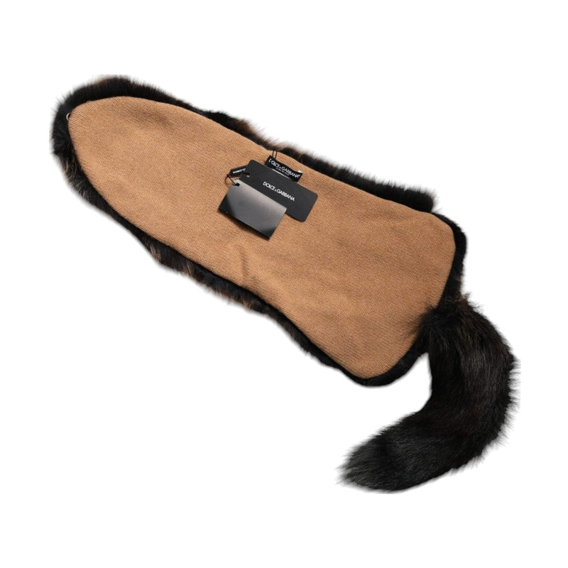 Dolce & Gabbana Brown Red Fox Fur Neck Warmer Winter Scarf