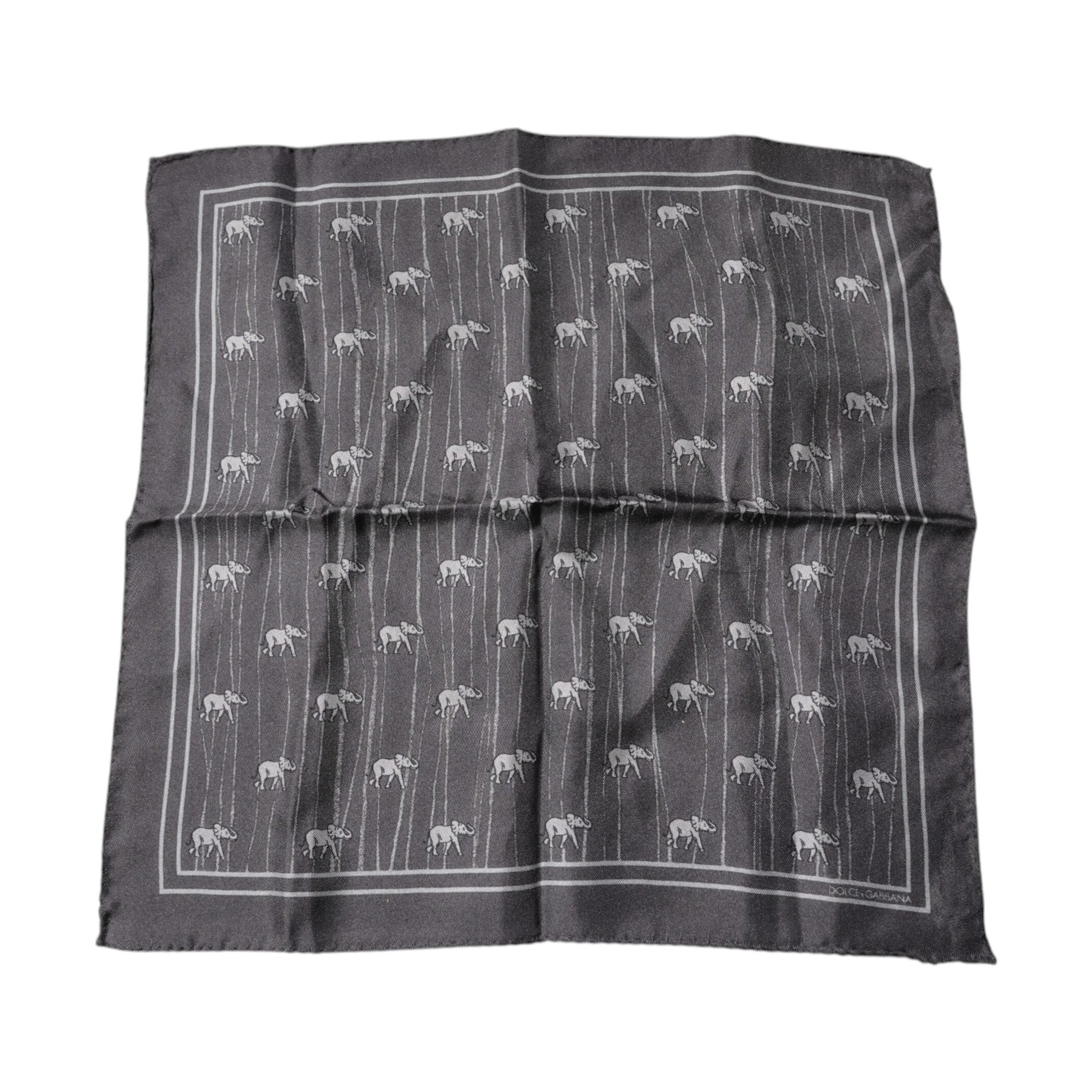 Dolce & Gabbana Brown Elephant Fantasy Handkerchief Scarf