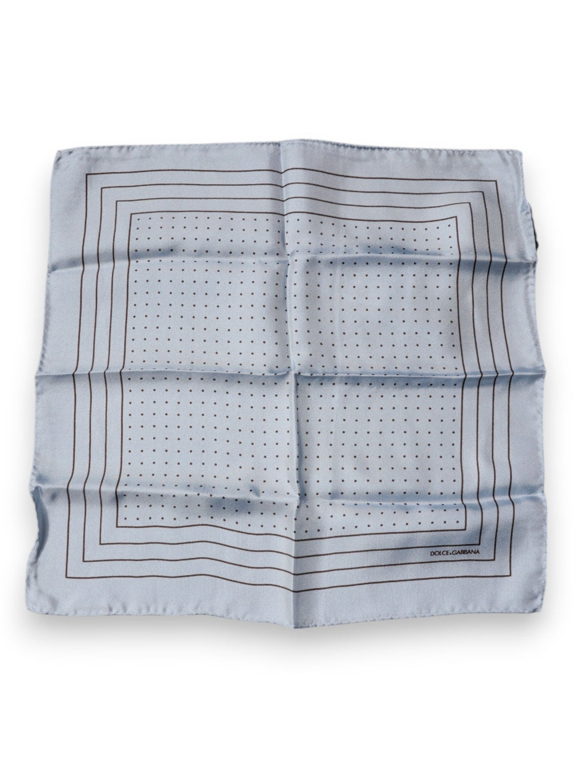 Dolce & Gabbana Sky Blue Polka Dots Square Handkerchief Scarf