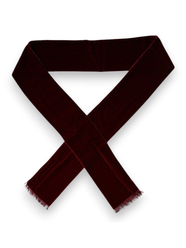 Dolce & Gabbana Maroon Silk Fringes Skinny Neck Wrap Scarf