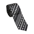 Black White Stripes Silk Adjustable Necktie Tie