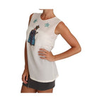 Dolce & Gabbana White Silk Crystal Sequined Fairy T-shirt
