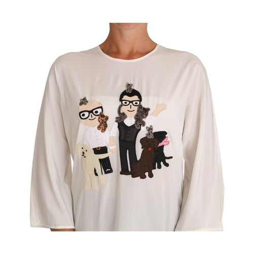 Dolce & Gabbana White Silk #dgfamily Blouse T-shirt