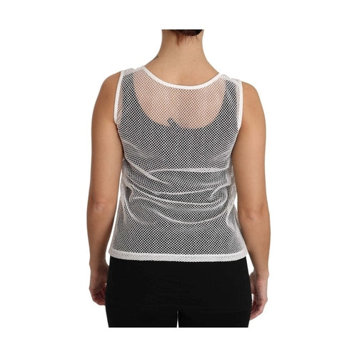 Dolce & Gabbana White Net  Transparent Sleeveless Tank Top