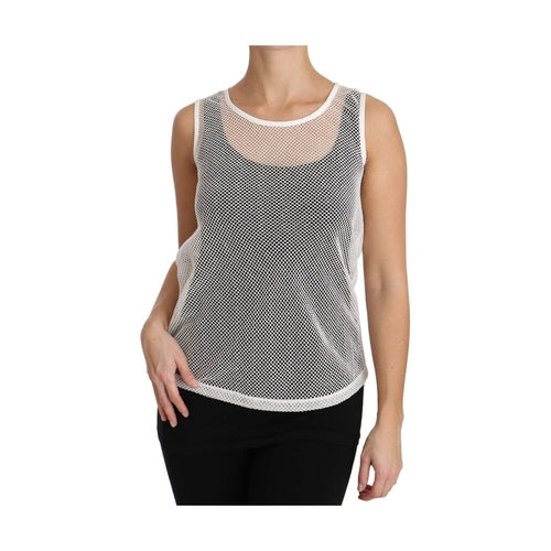 Dolce & Gabbana White Net  Transparent Sleeveless Tank Top