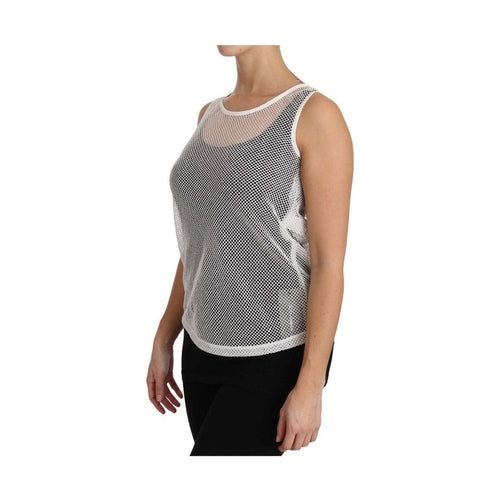 Dolce & Gabbana White Net  Transparent Sleeveless Tank Top