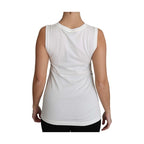 Dolce & Gabbana White Cotton #dgfamily Sleeveless Shirt Tank Top