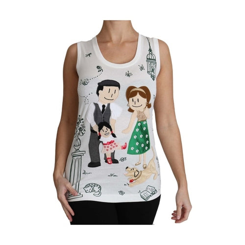 Dolce & Gabbana White Cotton #dgfamily Sleeveless Shirt Tank Top