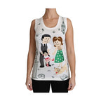 Dolce & Gabbana White Cotton #dgfamily Sleeveless Shirt Tank Top